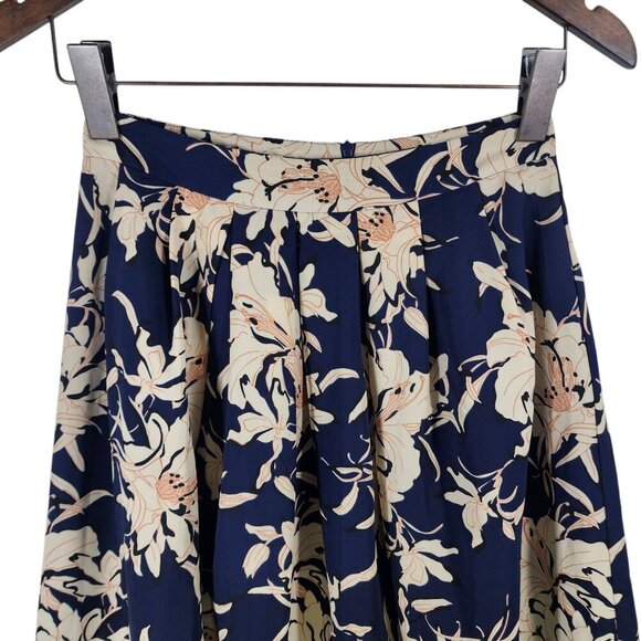 ASTR Skirt A-Line‎ Navy Floral Print Knee Length Women's Size S Blue Cream - Picture 5 of 12